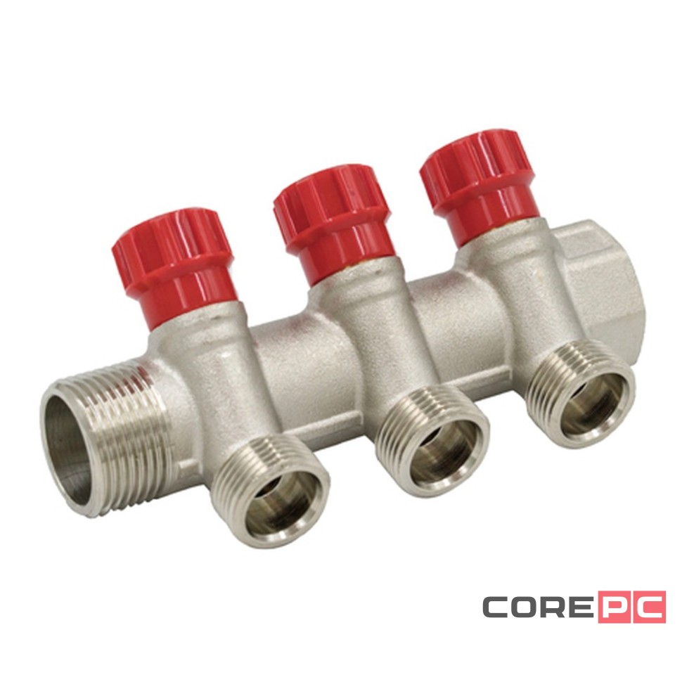 Коллектор VIEIR регулир. с вентилями 1quot;х3/4quot; 3 выхода (16/2) VR903