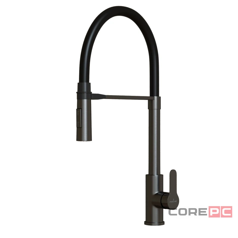 Смеситель для кухни MIXLINE МЛНС-0402Г/MLSS-0402BL черный, рычажное управление, цвет черный графит