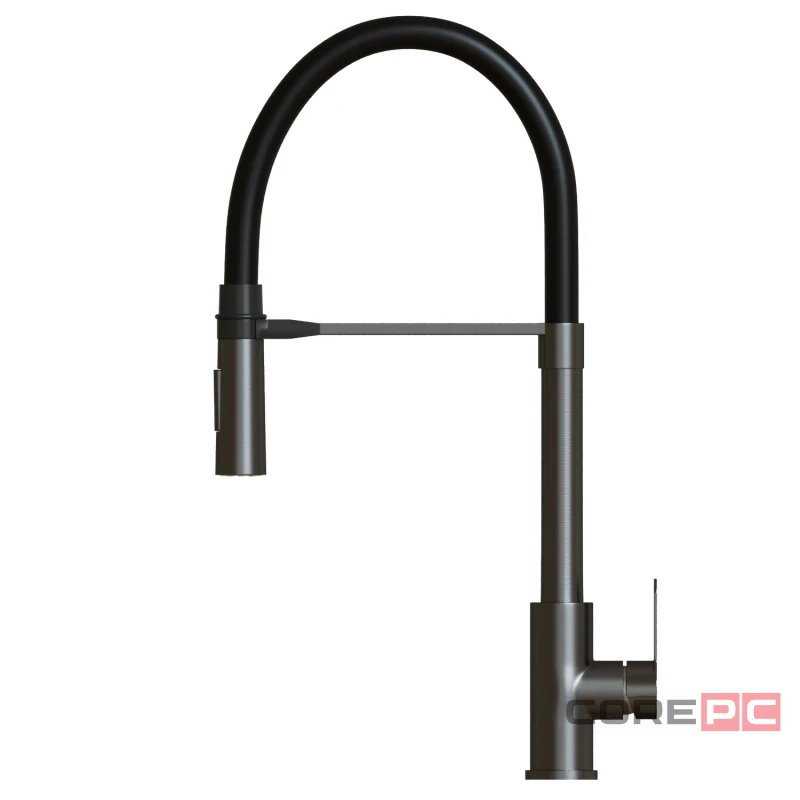 Смеситель для кухни MIXLINE МЛНС-0402Г/MLSS-0402BL черный, рычажное управление, цвет черный графит