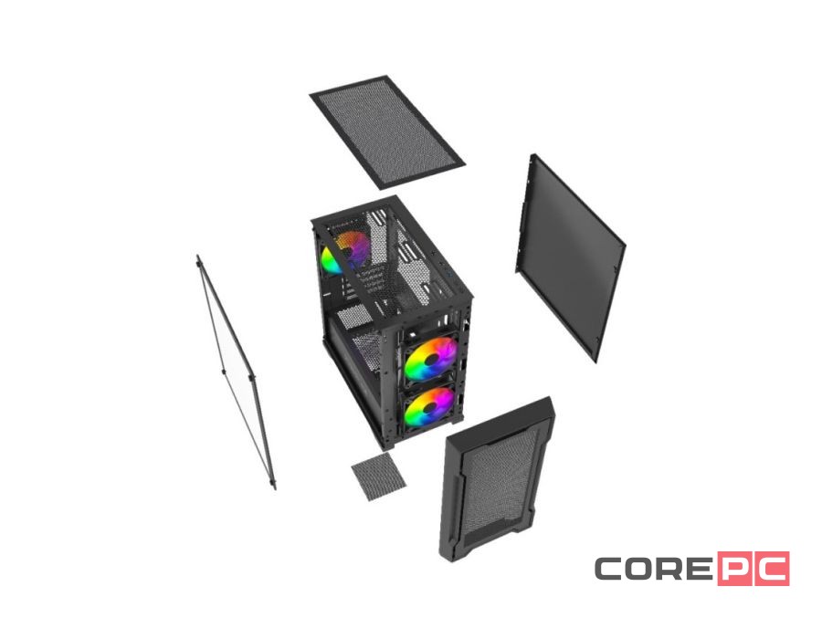 Компьютерный корпус Powercase Mistral Micro X3B ARGB Black (CMMXB-A3)