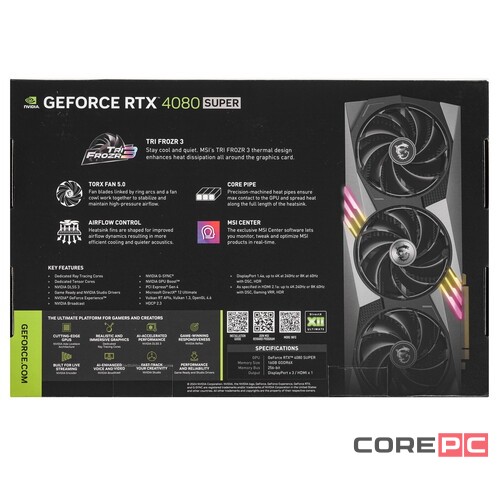Видеокарта MSI (RTX 4080 SUPER 16G GAMING TRIO) GeForce RTX 4080 16GB GAMING TRIO
