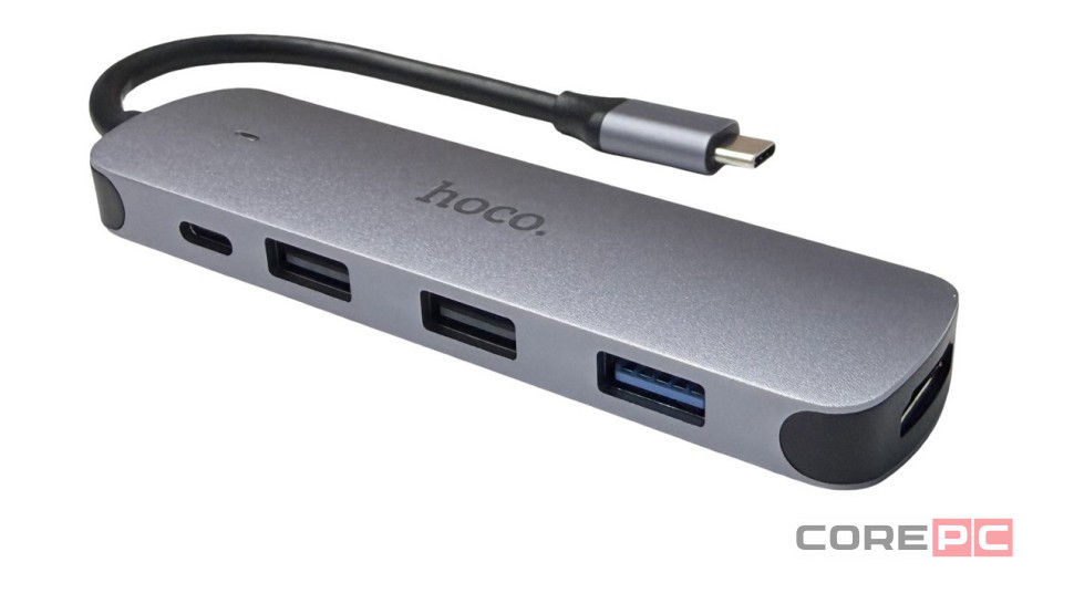 Кабель-переходник Hoco HB27 Type-C на HDMI/USB3.0/USB2.0/USB-C серый