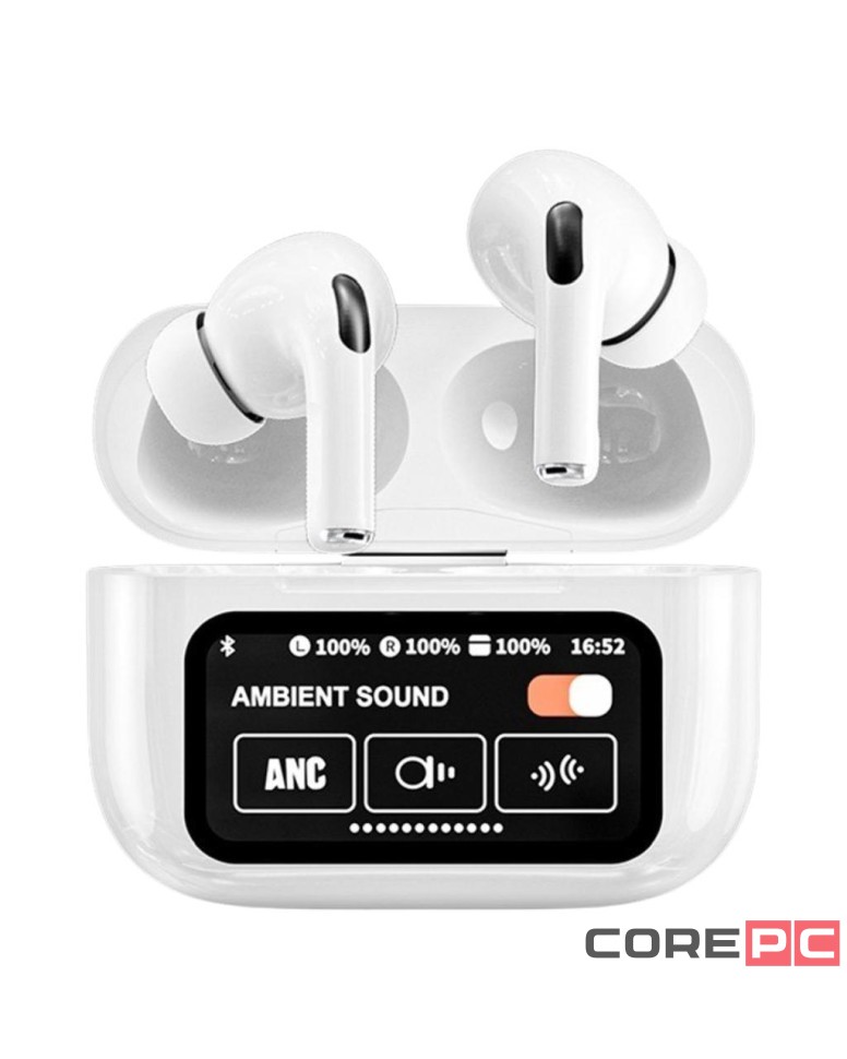 Беспроводные наушники TWS с дисплеем Earphone Y16 BT5.3/4ч/ANC/ENC белые