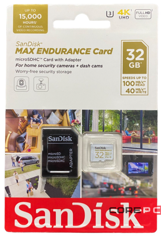 micro SDHC карта памяти SanDisk 32GB Class10 V30 Max Endurance 100MB/s с ад. (SDSQQVR-032G-GN6IA)