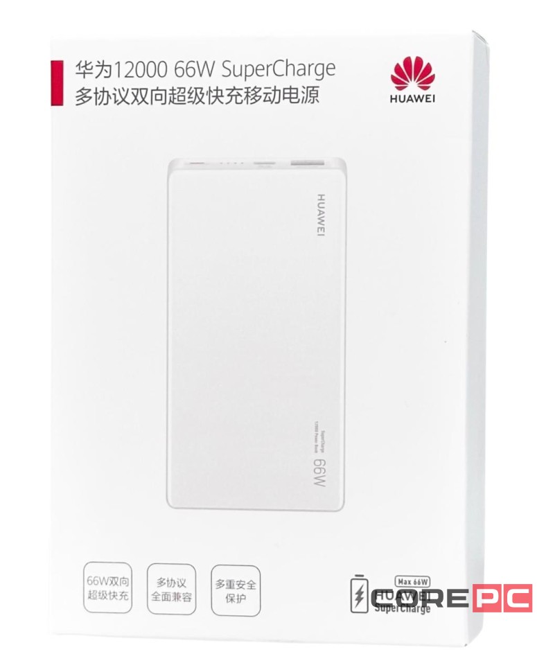 Powerbank Huawei P0001 12000mAh 1USB/1C 6A 66W белый