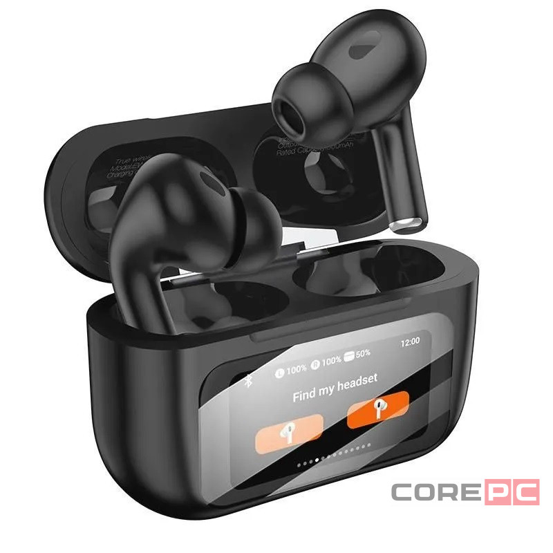 Беспроводные наушники Hoco EW72 с шумоподавлением в кейсе с сенсорным экраном чёрный