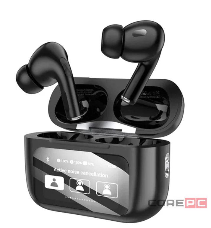 Беспроводные наушники Hoco EW72 с шумоподавлением в кейсе с сенсорным экраном чёрный