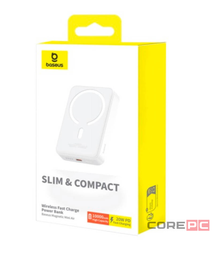 Powerbank с беспроводной зарядкой Baseus Magnetic Mini Air Slim 10000mAh 20W (P10059001223-00) белый