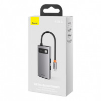 USB-C хаб Baseus Metal Gleam 4в1 2USB/HDMI/USB-C (CAHUB-CY0G) серый