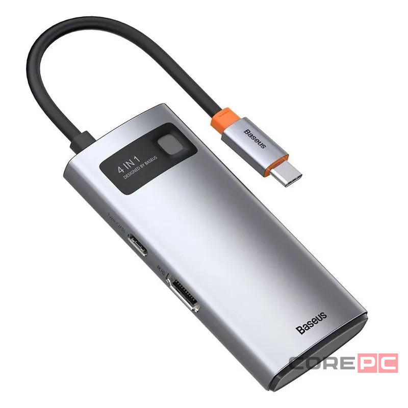 USB-C хаб Baseus Metal Gleam 4в1 2USB/HDMI/USB-C (CAHUB-CY0G) серый