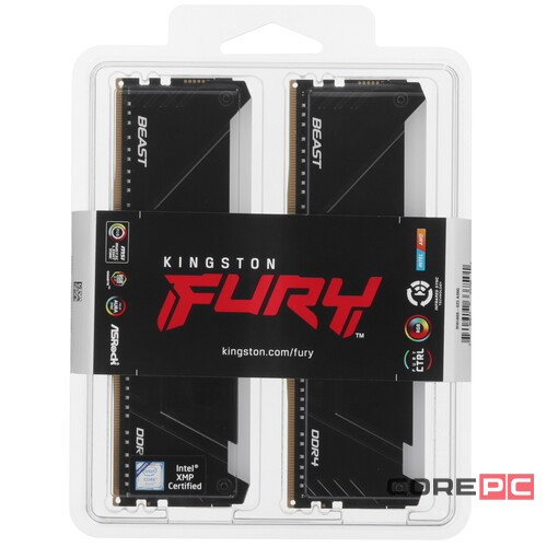 Оперативная память 32 Gb 3200 MHz Kingston FURY Beast RGB Black (KF432C16BB2AK2/32)
