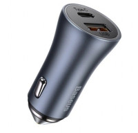 Автомобильное заряд. устр. Baseus Golden Contactor 1USB/1C с каб. Type-C (TZCCJD-0G) серое