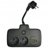 Amper сетевой удлинитель, 0,2м, 2 розетки, 3*0,75мм, 10А, 2500 Вт, 3usb, 1Type-C, 1кн, черный