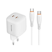 Сетевое зар. устр. Keephone Thomas KP-EB010 2C 45W Gan с кабелем Type-C на Type-C белое