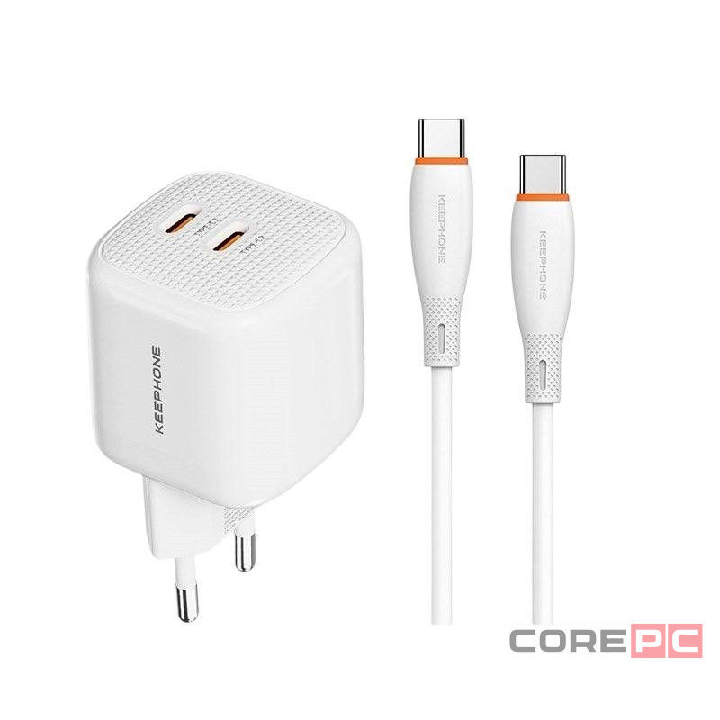 Сетевое зар. устр. Keephone Thomas KP-EB010 2C 45W Gan с кабелем Type-C на Type-C белое