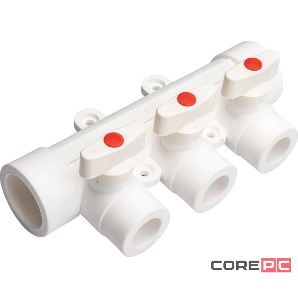 Коллектор Lammin с шаровыми кранами PPR 25 х 3 30/1 белый