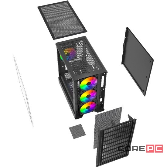 Компьютерный корпус Powercase Mistral Micro C4B ARGB Black (CMMCB-A4)