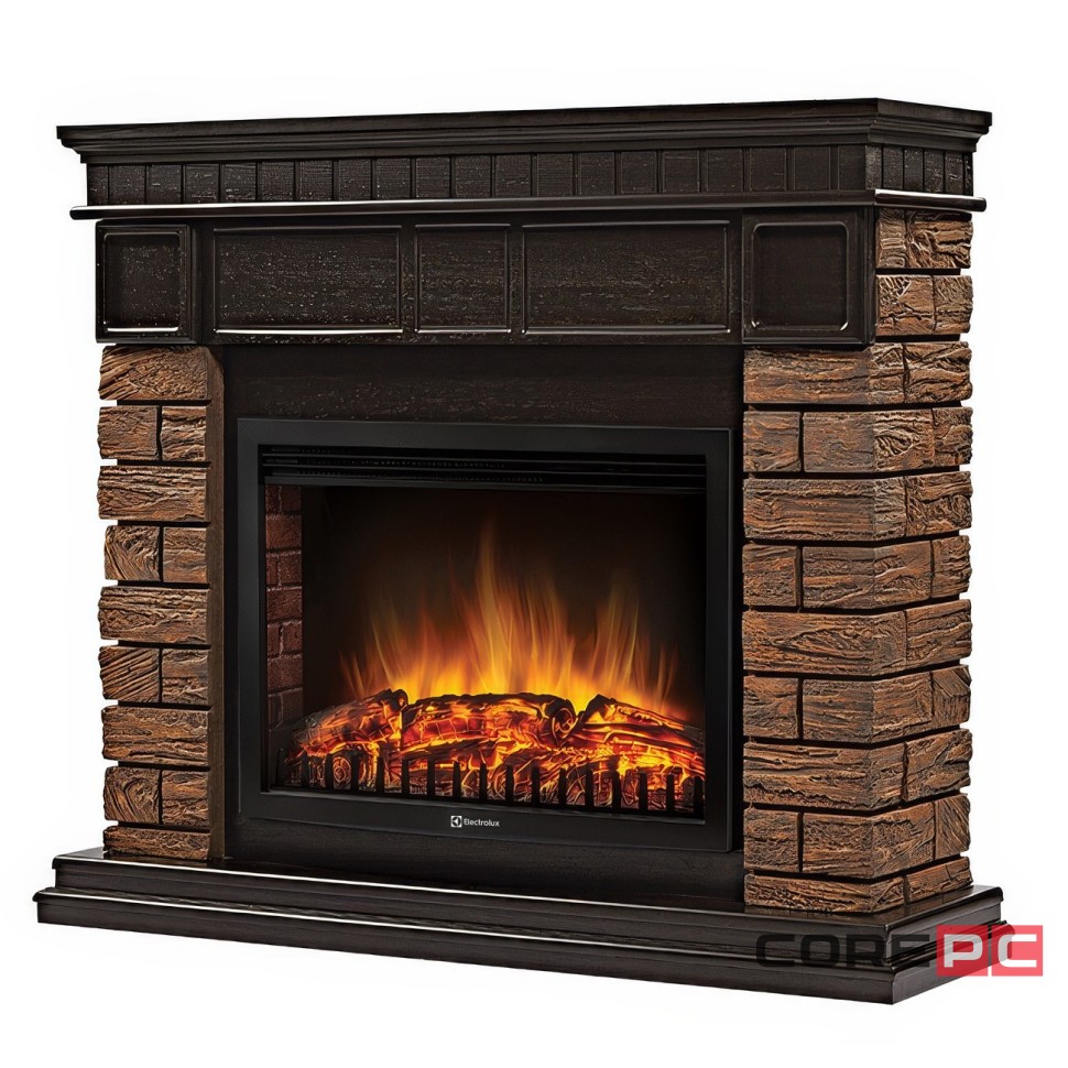 Портал Firelight Bricks Wood 25 камень темный, шпон венге