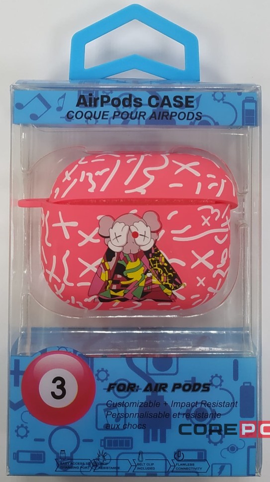 Силиконовый светящийся в темноте чехол для AirPods 3 Luxo Kaws рисунок №35