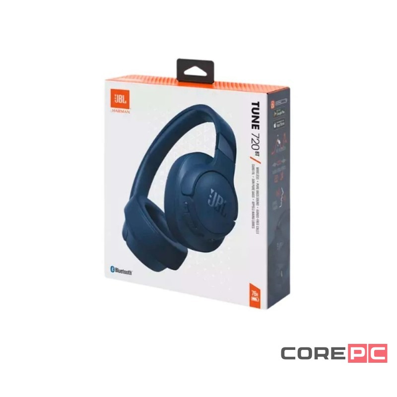 Стереонаушники Bluetooth Полноразмерные JBL T720BT5.0/450mah/40ч синие