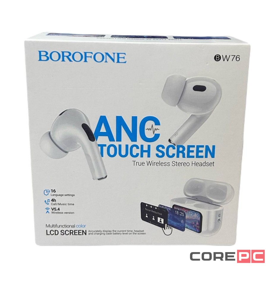 Беспроводные наушники TWS с дисплеем Borofone BW76 BT5.4/4ч белые