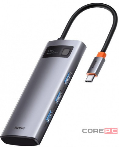 Baseus Type-C HUB Metal Gleam Series 5-in-1 Multifunctional (CAHUB-CX0G) серый