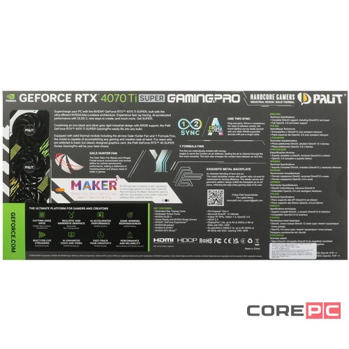 Видеокарта Palit (NED47TS019T2-1043A) GeForce RTX 4070 Ti SUPER 16GB GAMINGPRO
