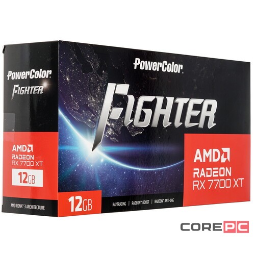 Видеокарта PowerColor (RX7700XT 12G-F/OC) Radeon RX 7700 XT 12GB Fighter
