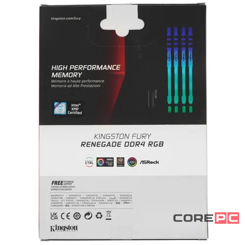 Оперативная память 16 Gb 4266 MHz Kingston FURY Renegade Black RGB (KF442C19RBAK2/16)