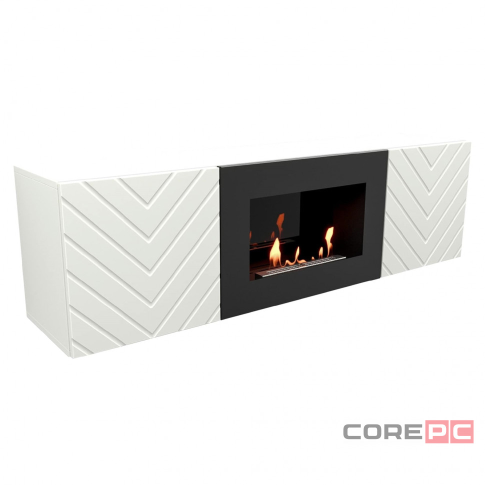 Тумба с биокамином Firelight BFP/P-1400V белая+набор керамических дров ель