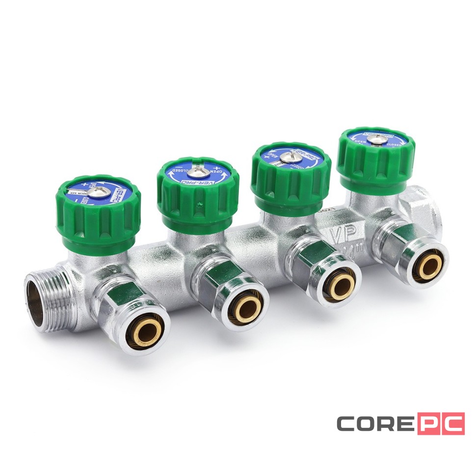 Коллектор VIEIR 3/4-16-4вых с регул. вентилями, еврок. VER-PRO VER404