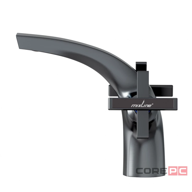 Смеситель для раковины MIXLINE МЛ38-04/ML38-04, вентильное управление, цвет графит