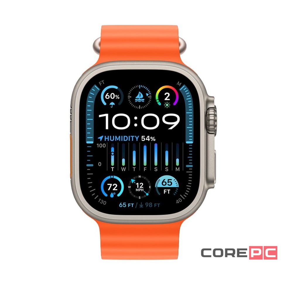 Apple Watch Ultra 2 49 mm Titanium Case Orange Ocean Band (One Size)