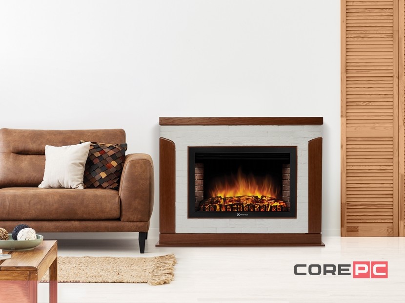 Портал Firelight Prestigio 30 камень белый, шпон дуб