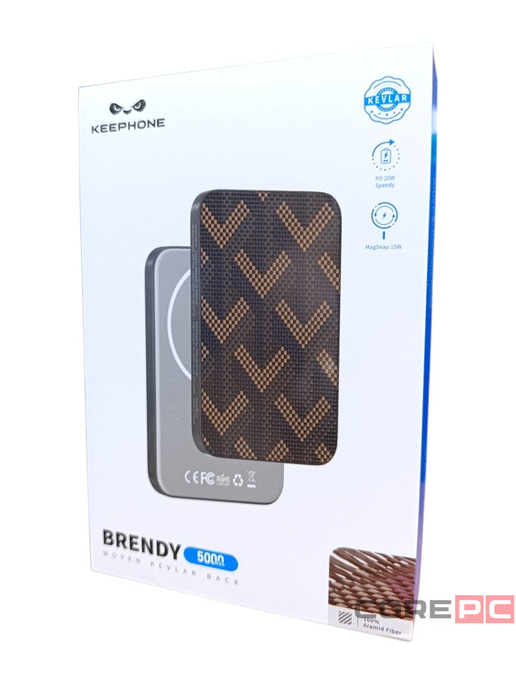 Powerbank магнитный с MagSafe Keephone Brendy 5000mAh коричневый с узором