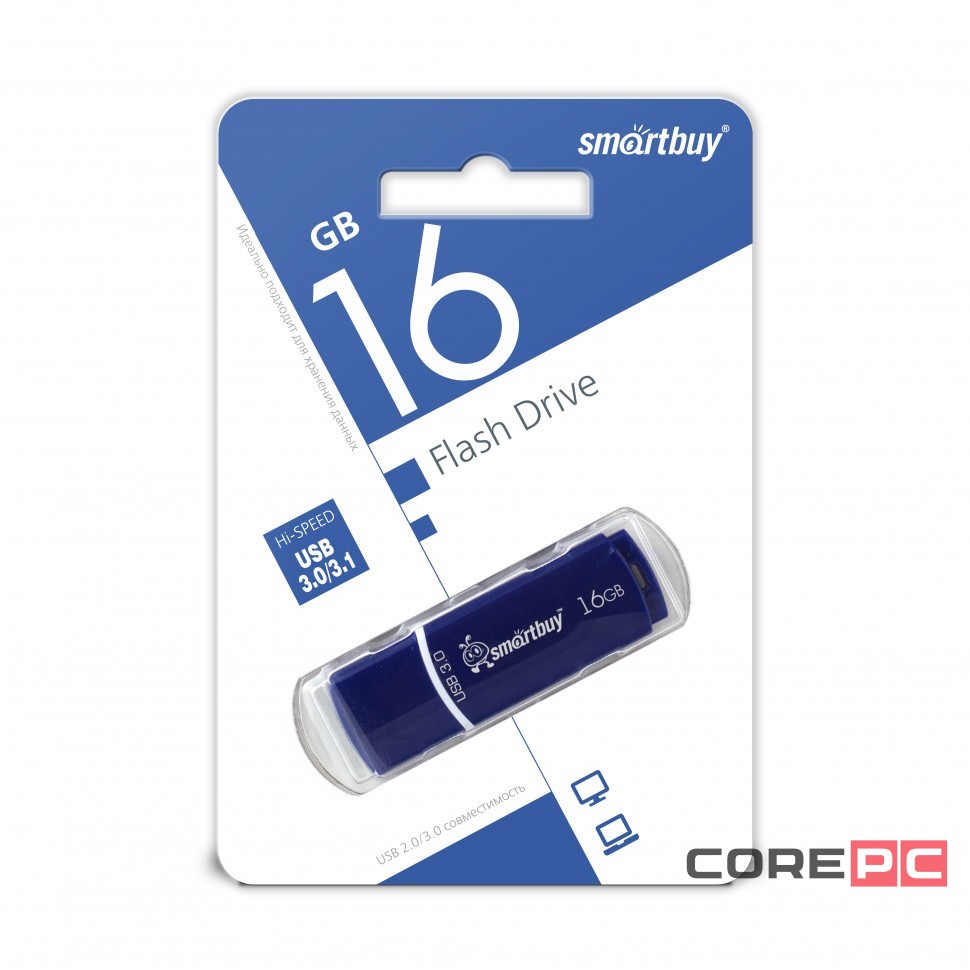 3.0 USB флеш накопитель Smartbuy 16GB Crown (SB16GBCRW-Bl) синий