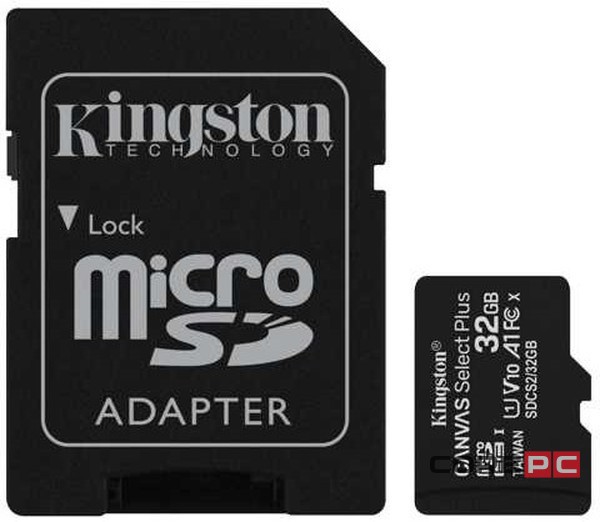 micro SDHC карта памяти Kingston 32GB Class10 UHS-I Ultra 100MB/s с адапт. (SDCS2/32GB)