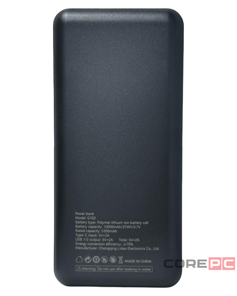 Powerbank EOFE G102 10000mAh 2A 2USB/Type-C с дисплеем чёрный