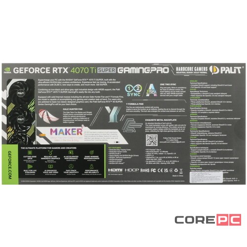 Видеокарта Palit (NED47TSH19T2-1043A) GeForce RTX 4070 Ti SUPER 16GB GAMINGPRO OC