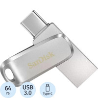 3.1 USB флеш накопитель SanDisk 64GB Ultra Dual Drive Type-c (SDDDC4-064G-G46) серебро