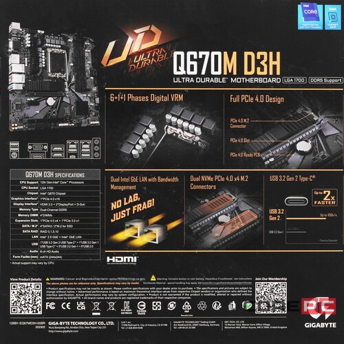 Материнская плата Gigabyte Q670M D3H
