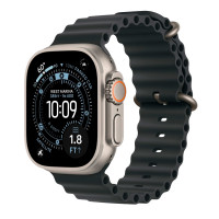 Apple Watch Ultra 3 49mm Natural Titanium Case with Black Ocean Band (One Size)
