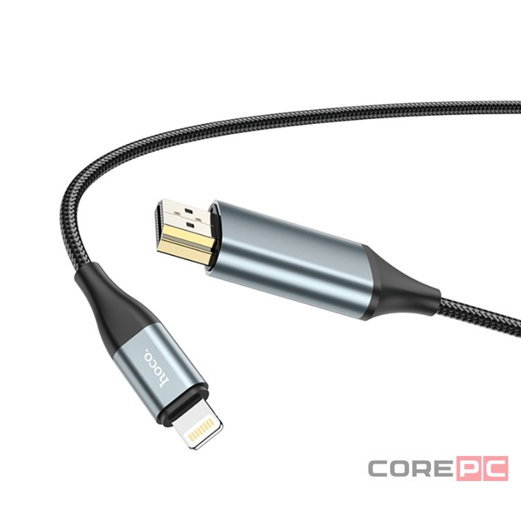 Кабель-переходник Lightning на HDMI Hoco UA15 2м серый