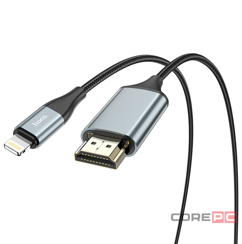 Кабель-переходник Lightning на HDMI Hoco UA15 2м серый