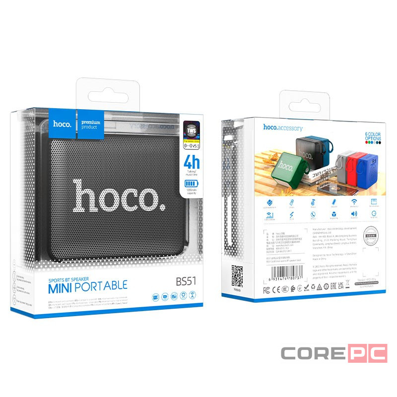 Bluetooth колонка Hoco BS51 BT5.1/1200mAh/4ч/3Вт/TF/AUX черная