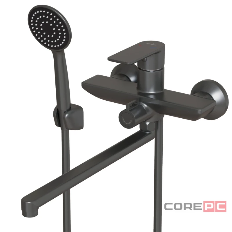 Смеситель для ванны и раковины MIXLINE МЛ33-02Г, рычажное управление, цвет графит