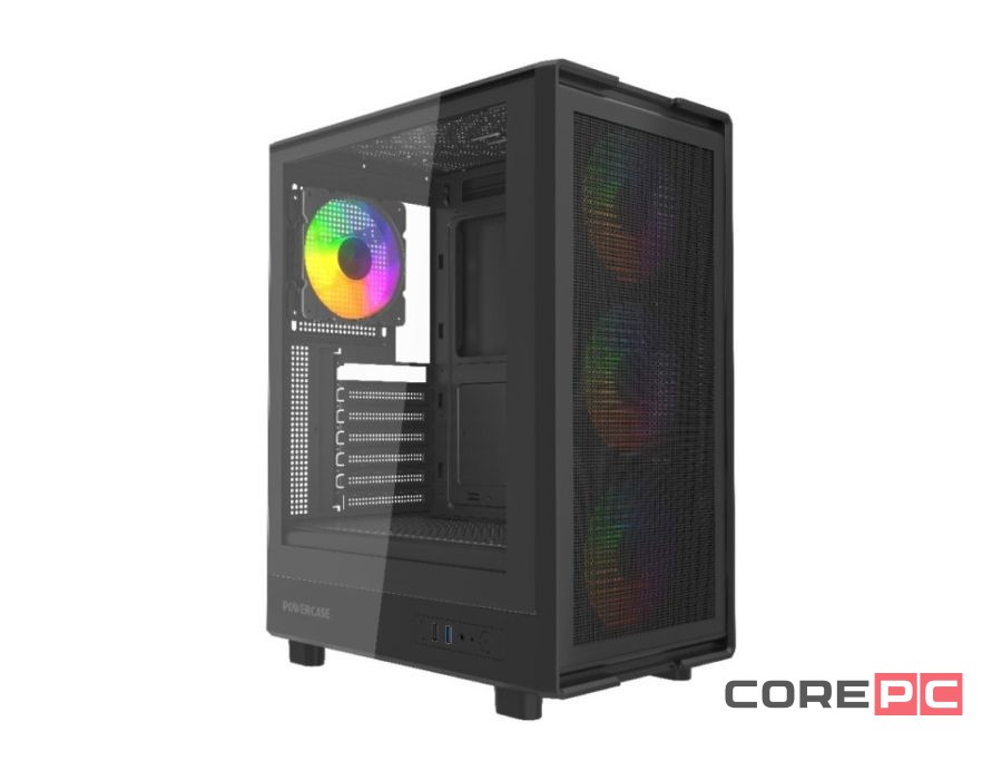 Компьютерный корпус Powercase Mistral A4B FRGB Fans Black (CMAB-L4)