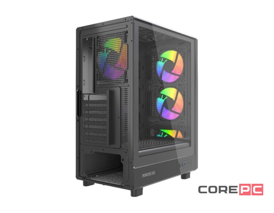 Компьютерный корпус Powercase Mistral A4B FRGB Fans Black (CMAB-L4)