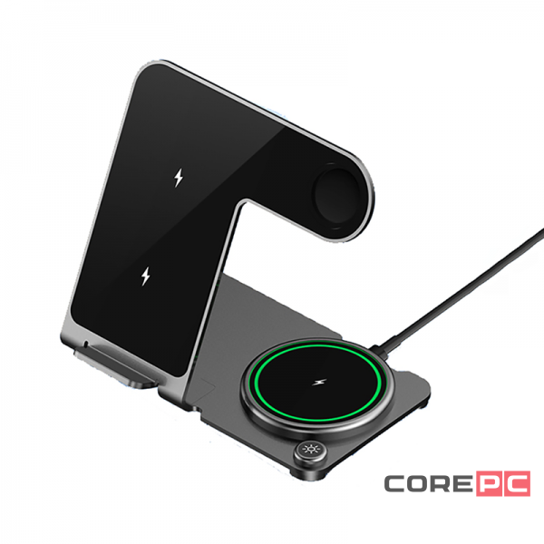 Беспроводное зарядное устройство WIWU Power Air 15W 3 в 1 для iPhone/Apple Watch/AirPods (Wi-W005) (черный)