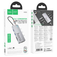 Кабель-переходник Hoco HB52 Type-C на HDMI/USB3.0/USB-C/RJ45/SD/TF серый